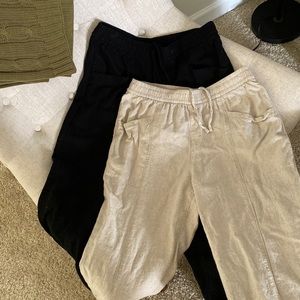 Old Navy Linen Pants BUNDLE Black & Tan